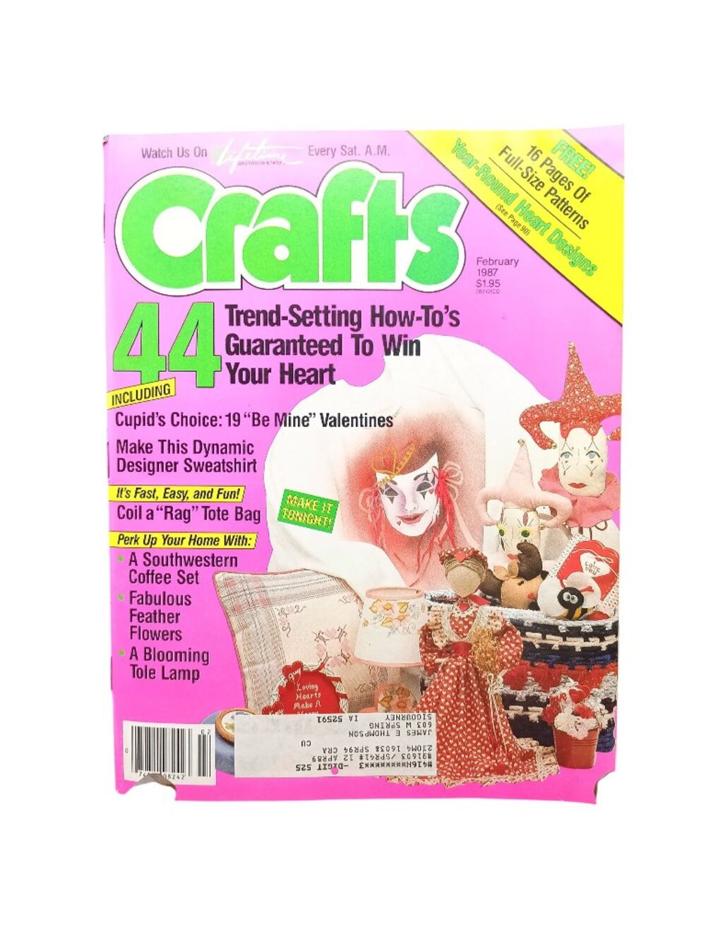 Crafts Magazine February 1987 44 How-To Projects Valentines & Home Decor Ideas